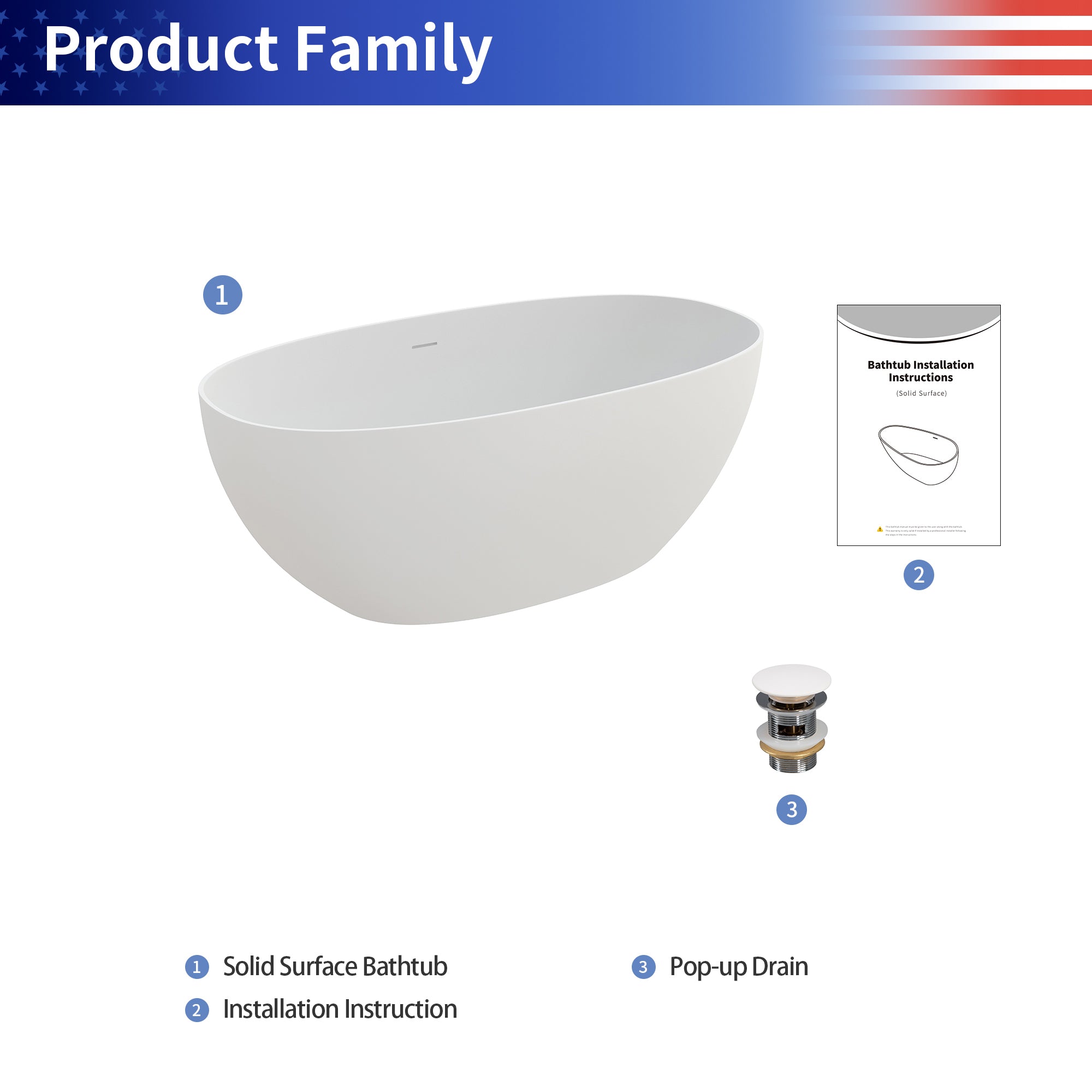 59" Stone Resin Freestanding Soaking Bathtub