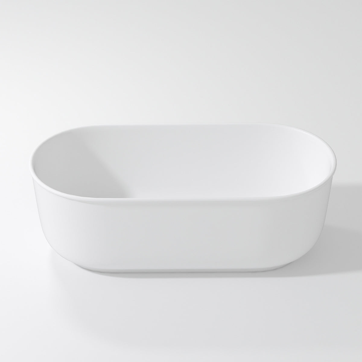 67 in. Oval Solid Surface Freestanding Soaking Bathtub with Overflow, Matte White