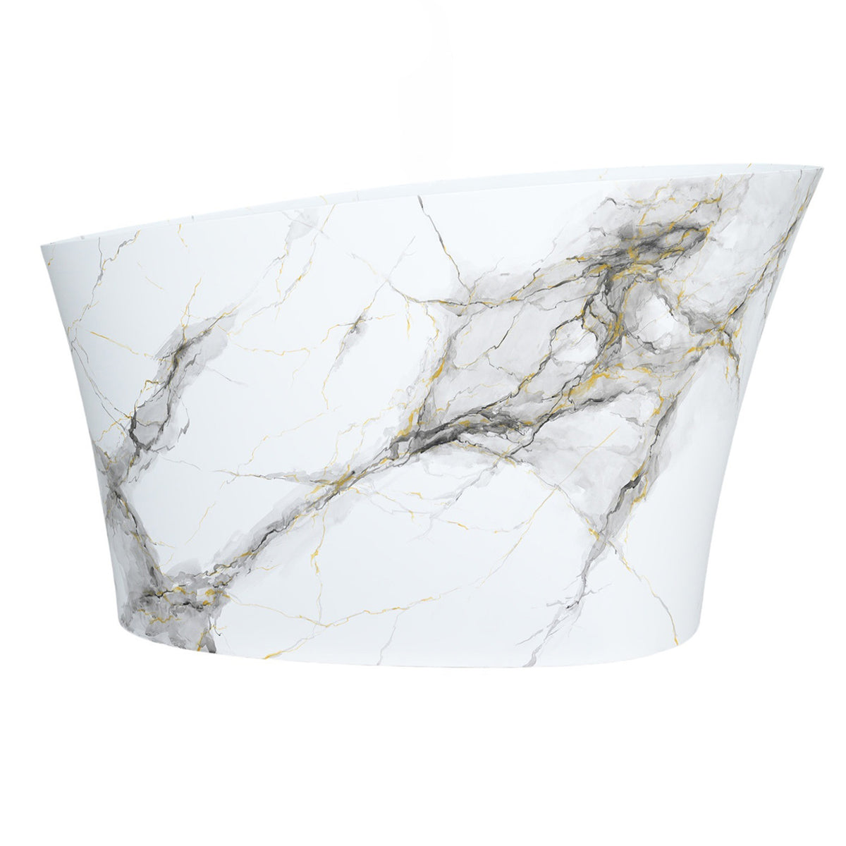 51 in. Solid Surface Japanese Soaking Bathtub with Built-in Seat, Marble Pattern