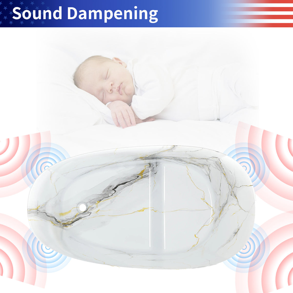 51 in. Solid Surface Japanese Soaking Bathtub with Built-in Seat, Marble Pattern