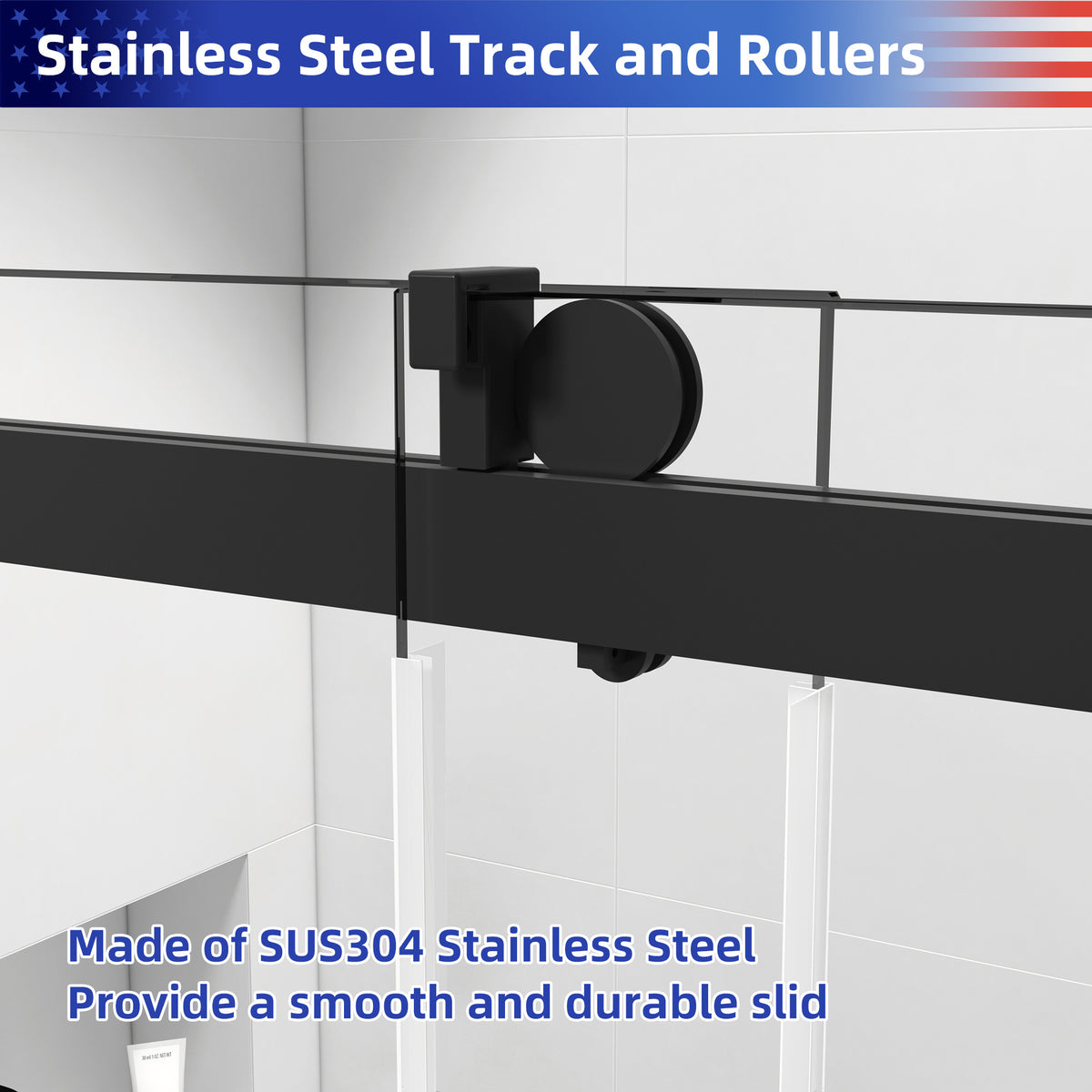 RAINLEX 68-72 in. W x 76 in. H Sliding Frameless Shower Door, 3/8 in. Tempered Glass in Matte Black