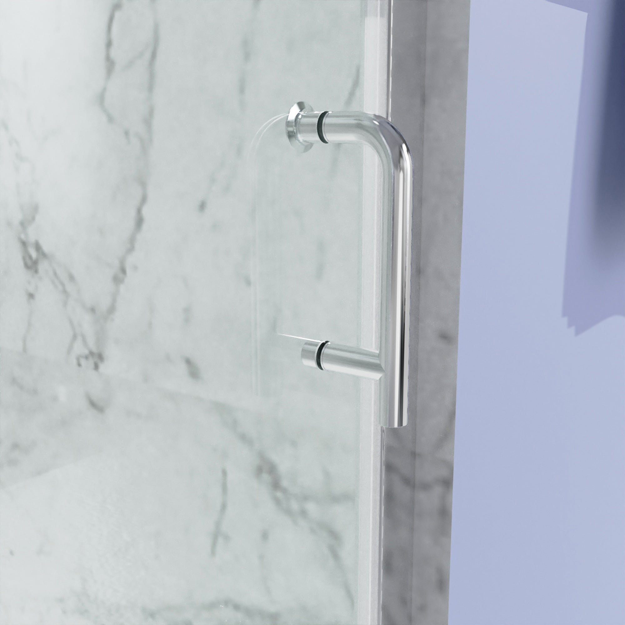 Porte de douche pivotante semi-sans cadre de 30 à 31-3/8 po de largeur x 72 po de hauteur en chrome RX-SD04-3072CH
