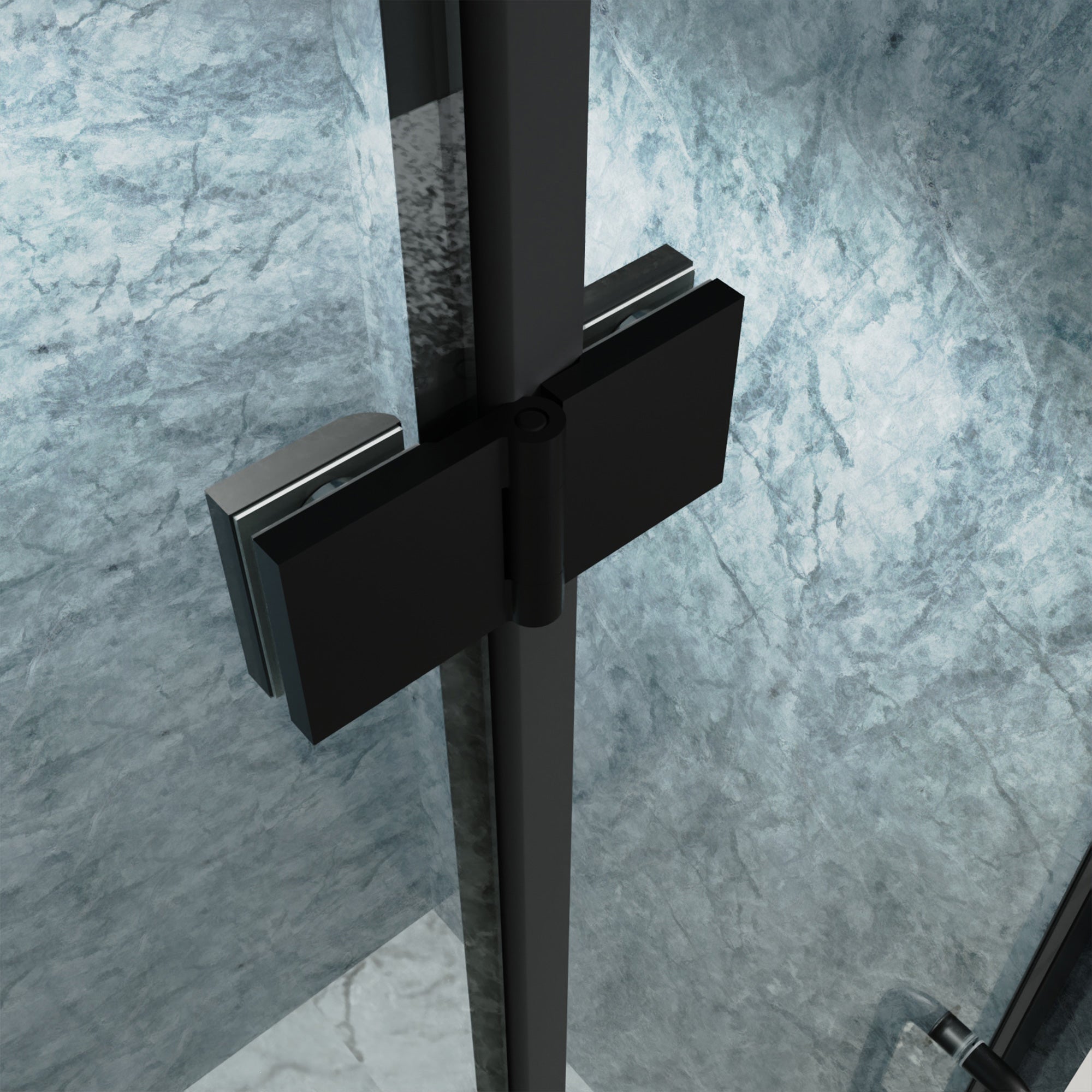 Portes de douche pliantes semi-sans cadre de 32 à 33-3/8 po de largeur x 72 po de hauteur en noir mat RX-SD05-3272MB