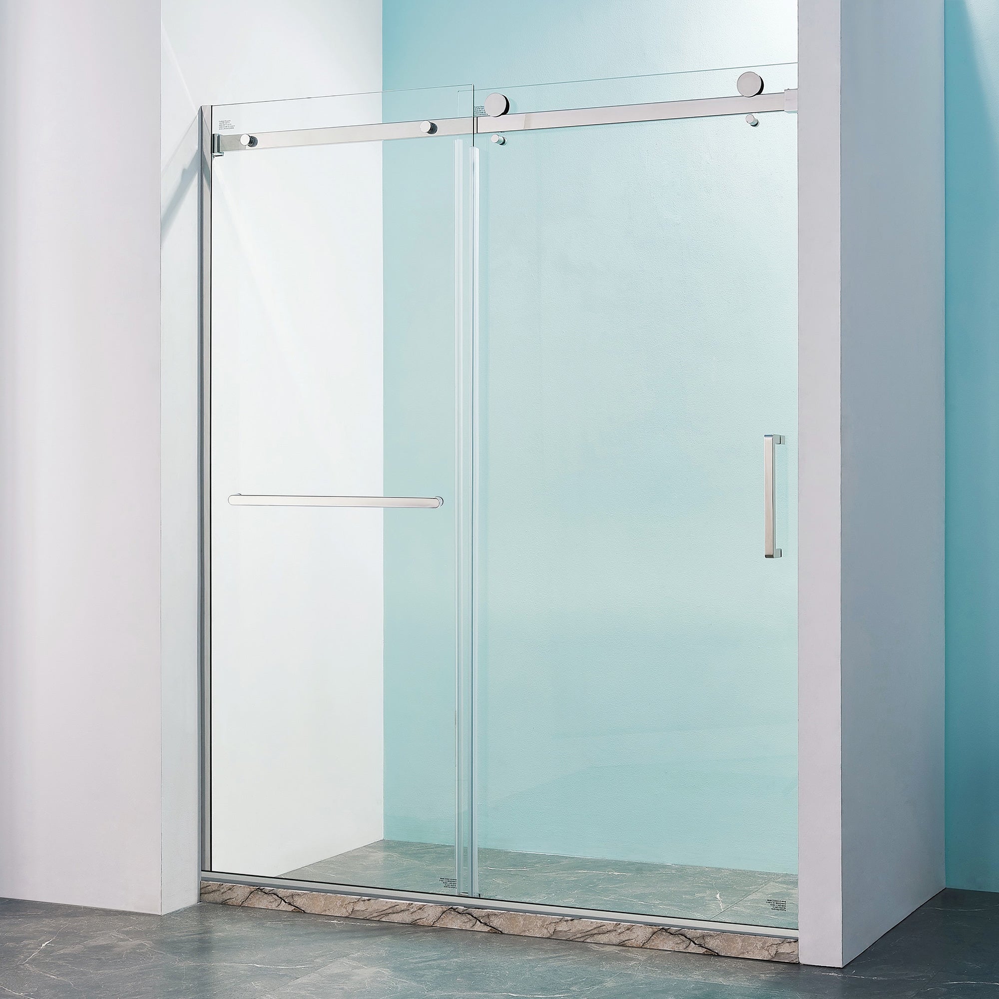 56-60" W x 75" H Semi-Frameless Sliding Shower Door, 8mm Tempered Glass, Chrome