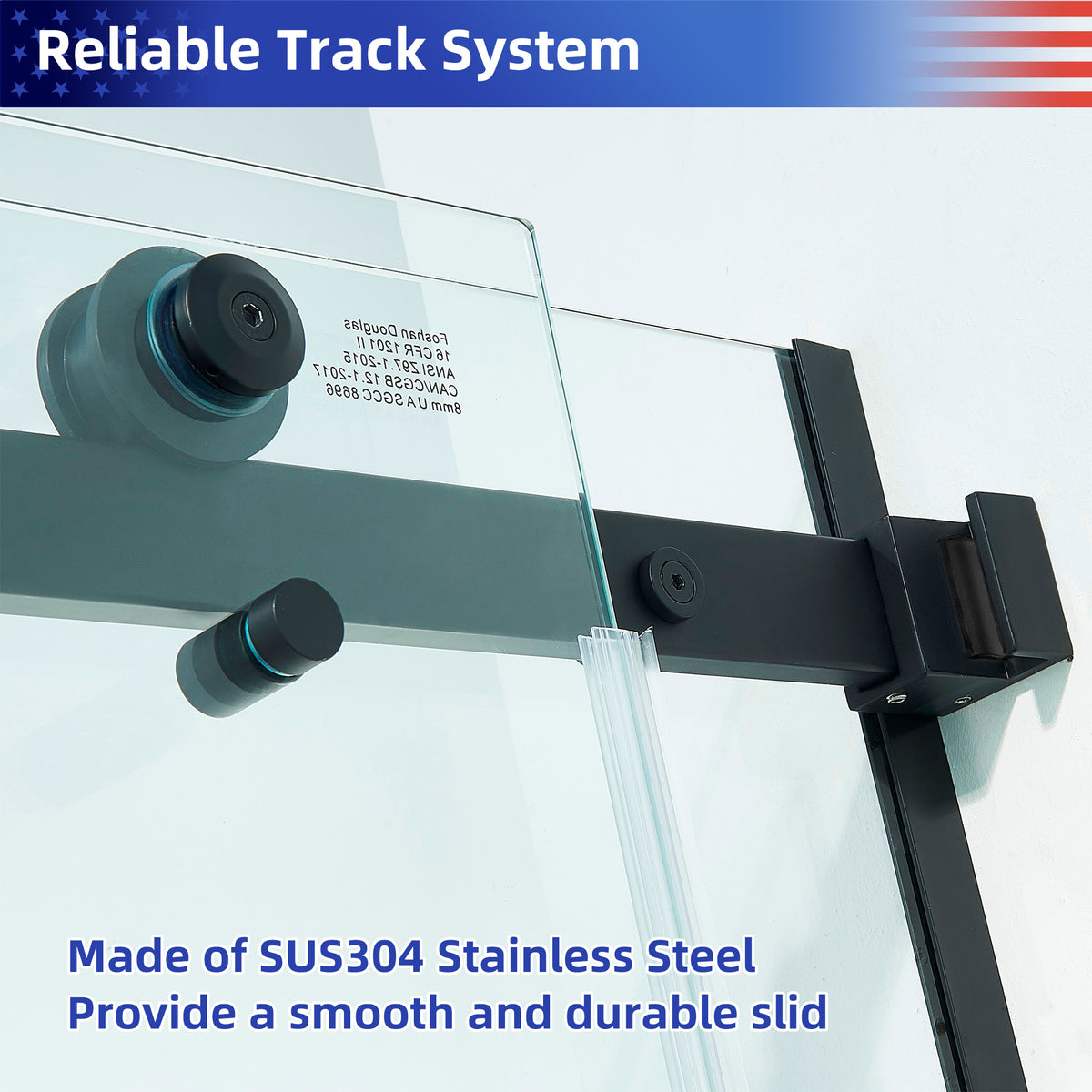 56-60" W x 75" H Semi-Frameless Sliding Shower Door, 8mm Tempered Glass, Chrome