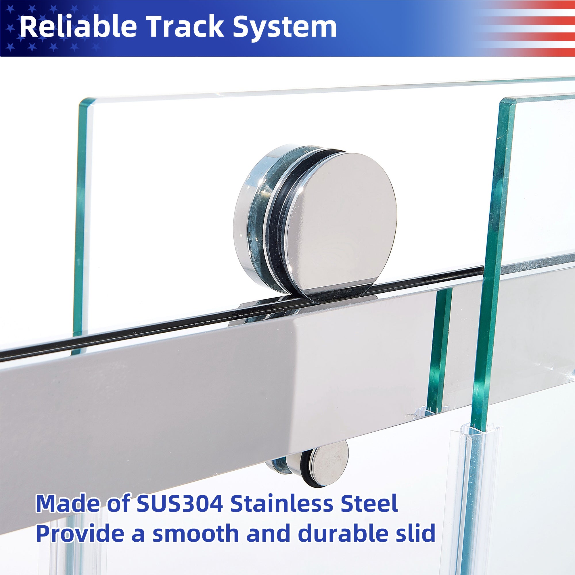 56-60" W x 75" H Frameless Sliding Shower Door, 8mm Tempered Glass