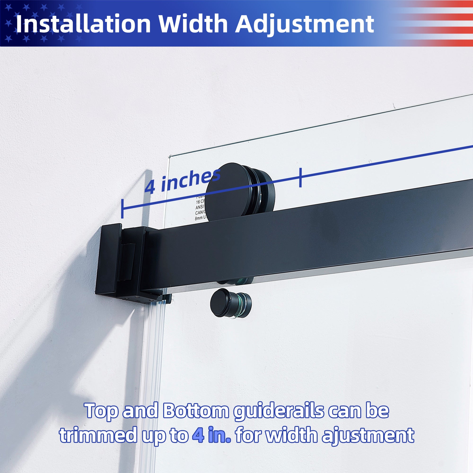 56-60" W x 75" H Frameless Sliding Shower Door, 8mm Tempered Glass