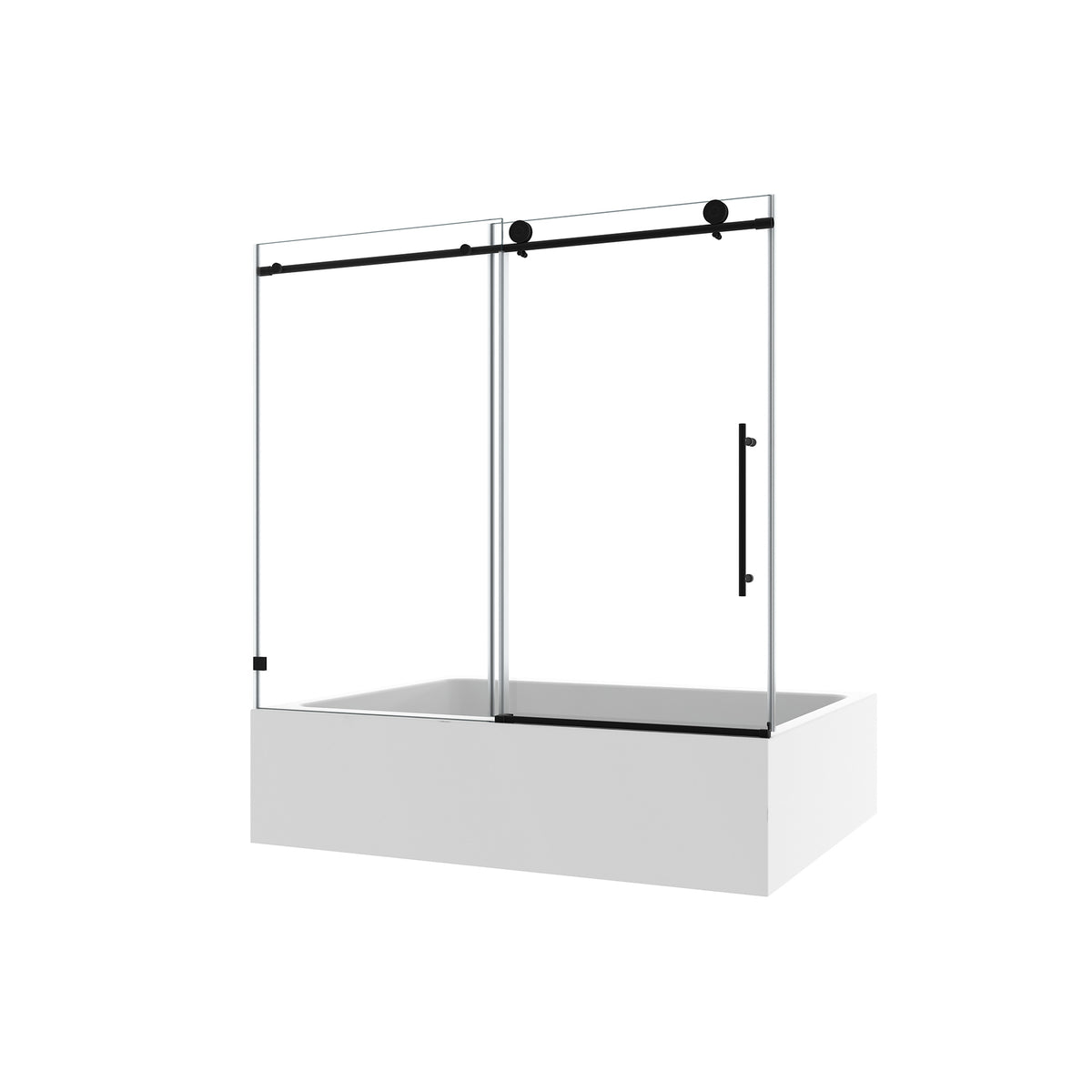 55-60" W x 63" H Frameless Sliding Tub Door, 8mm Tempered Glass
