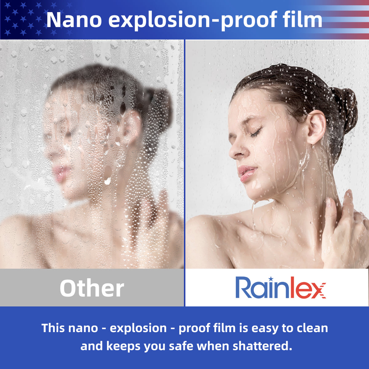 RAINLEX 56-60" W x 60" H Frameless Sliding Shower Door in Stainless Steel