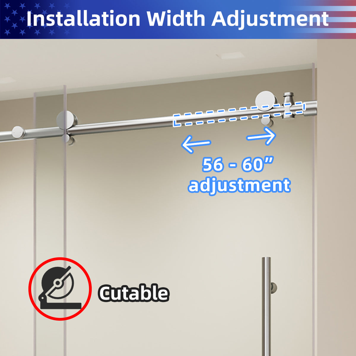 RAINLEX 56-60" W x 60" H Frameless Sliding Shower Door in Stainless Steel
