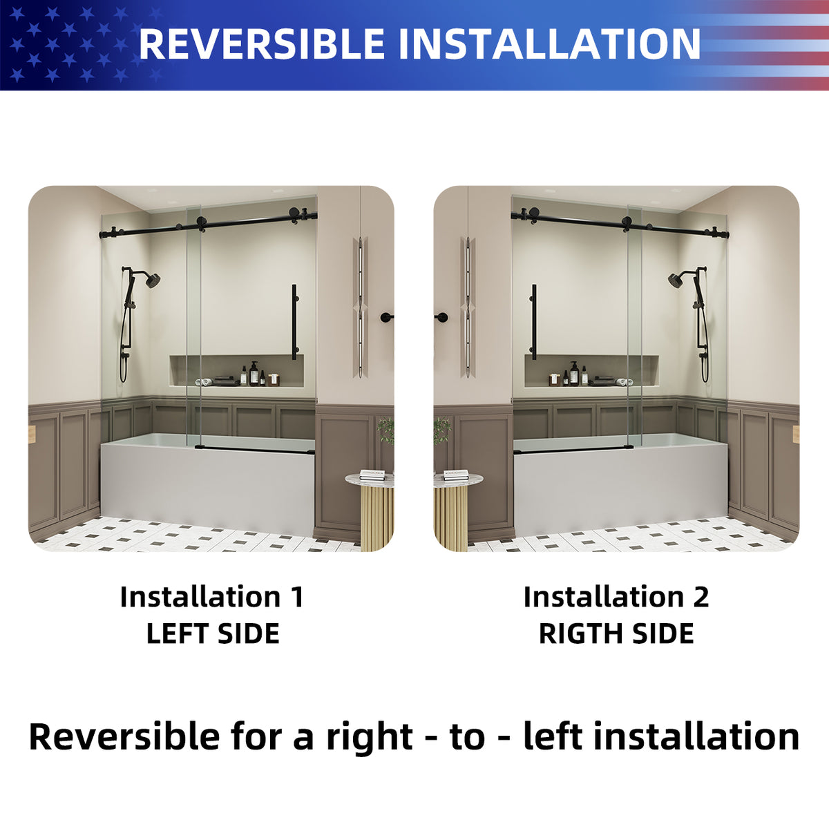 RAINLEX 56-60" W x 60" H Frameless Sliding Shower Door in Stainless Steel
