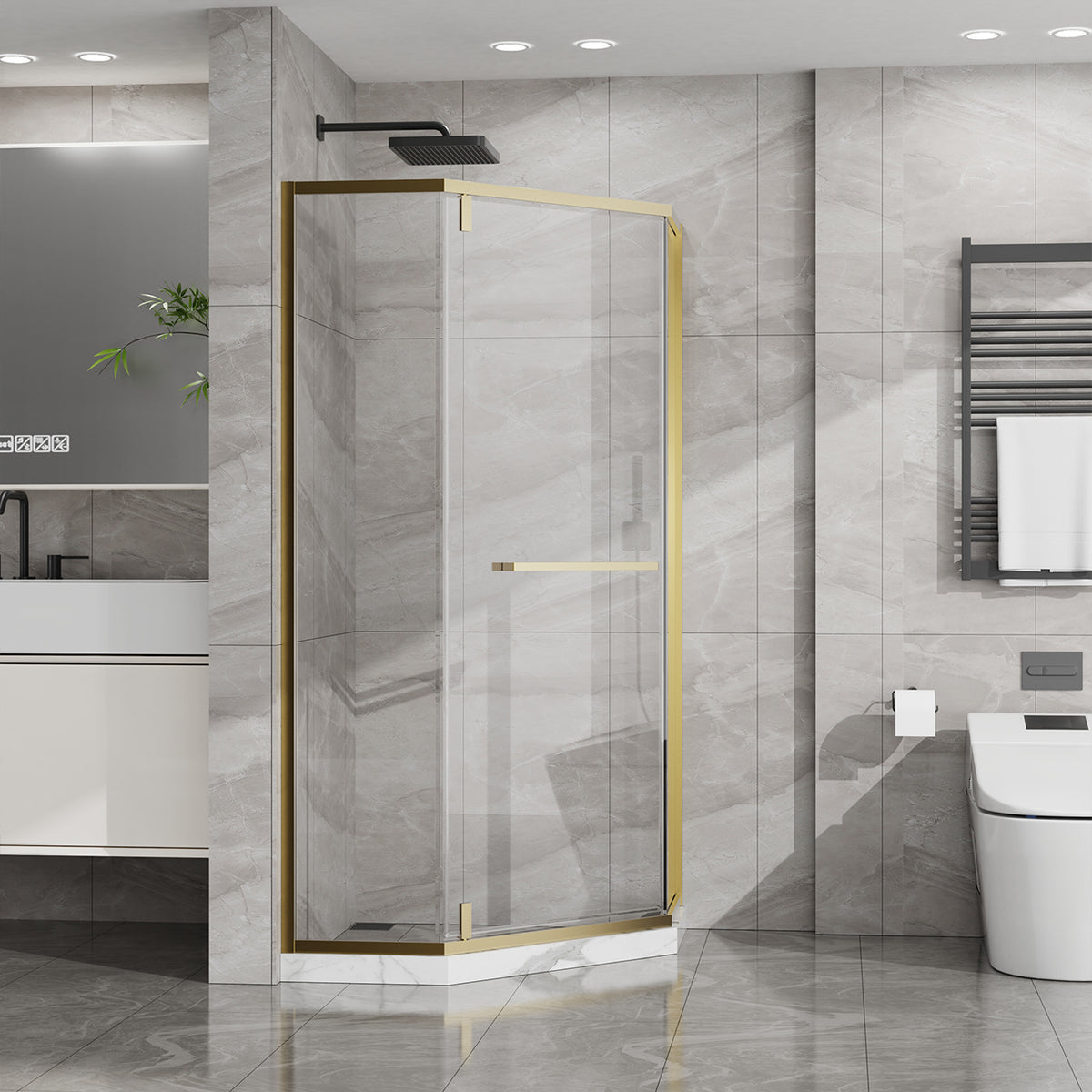 RAINLEX 36 in. x 36 in. x 72 in. Neo-Angle Frameless Shower Enclosure