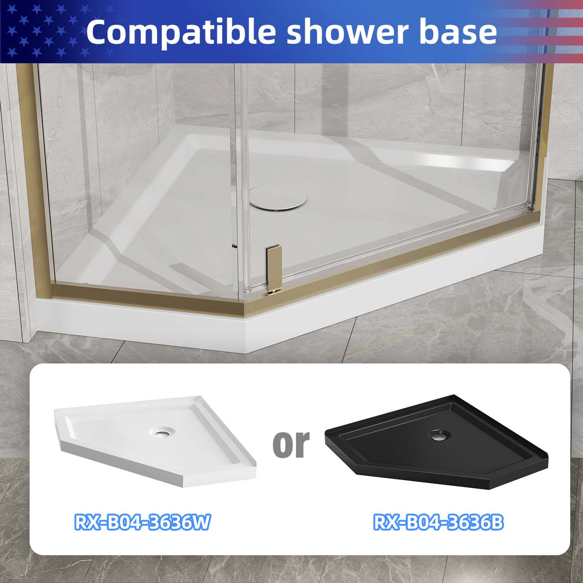 RAINLEX 36 in. x 36 in. x 72 in. Neo-Angle Frameless Shower Enclosure
