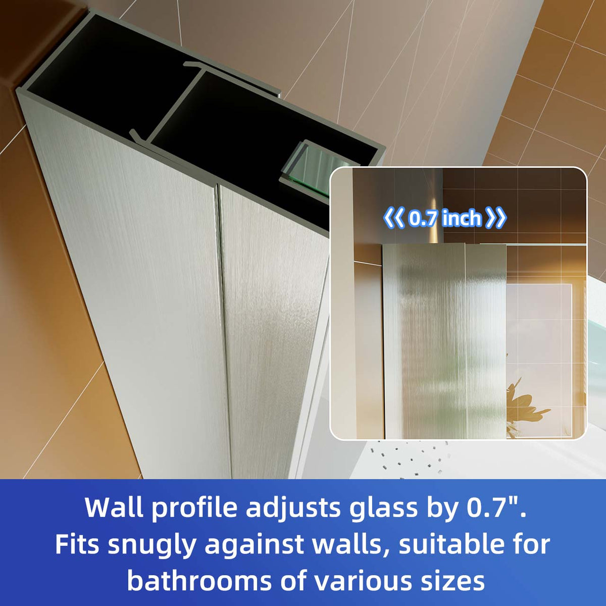 RAINLEX 36 in. x 72 in. Neo-Angle Pivot Frameless Shower Door