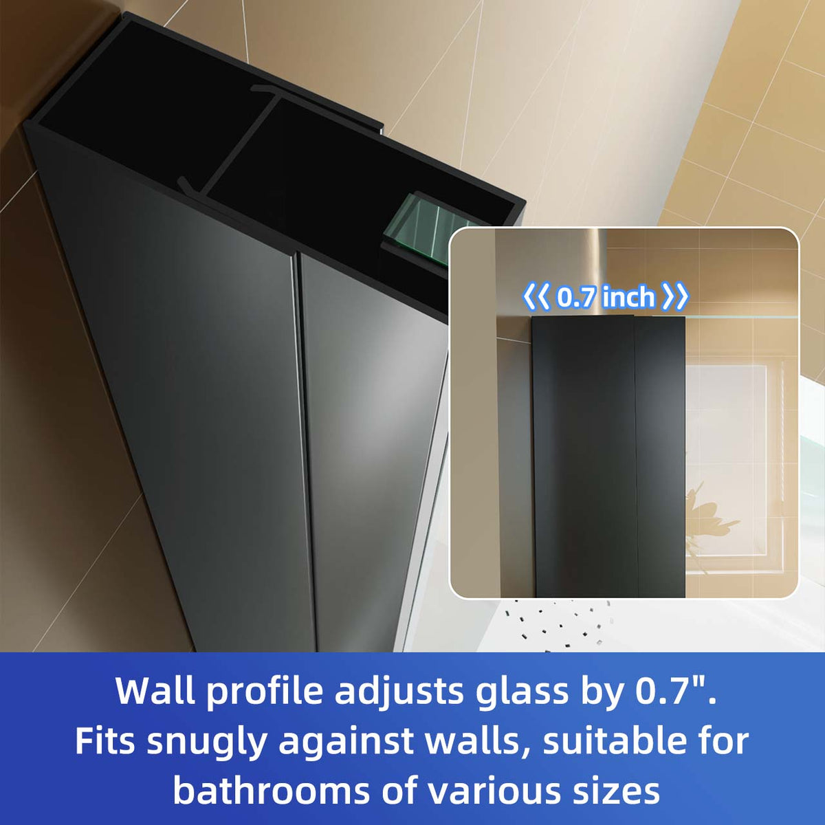 RAINLEX 36 in. x 72 in. Neo-Angle Pivot Frameless Shower Door