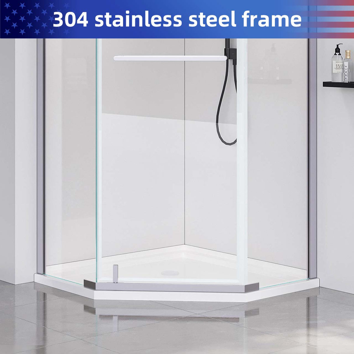 Rainlex 36" x 72" Pivot Frameless Shower Door, 6mm Tempered Glass