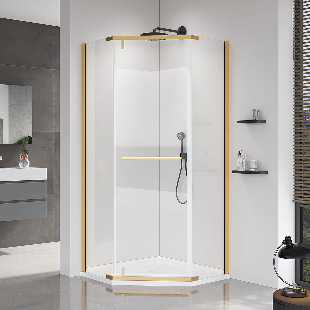 Rainlex 36" x 72" Pivot Frameless Shower Door, 6mm Tempered Glass