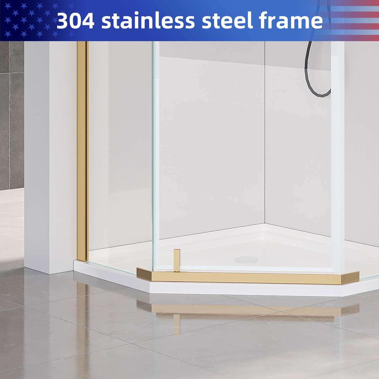 Rainlex 36" x 72" Pivot Frameless Shower Door, 6mm Tempered Glass