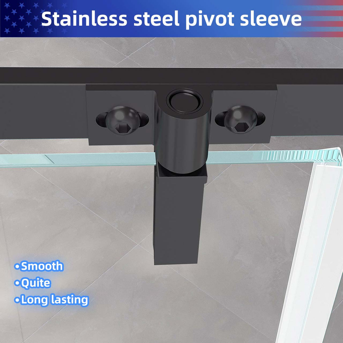 Rainlex 36" x 72" Pivot Frameless Shower Door, 6mm Tempered Glass