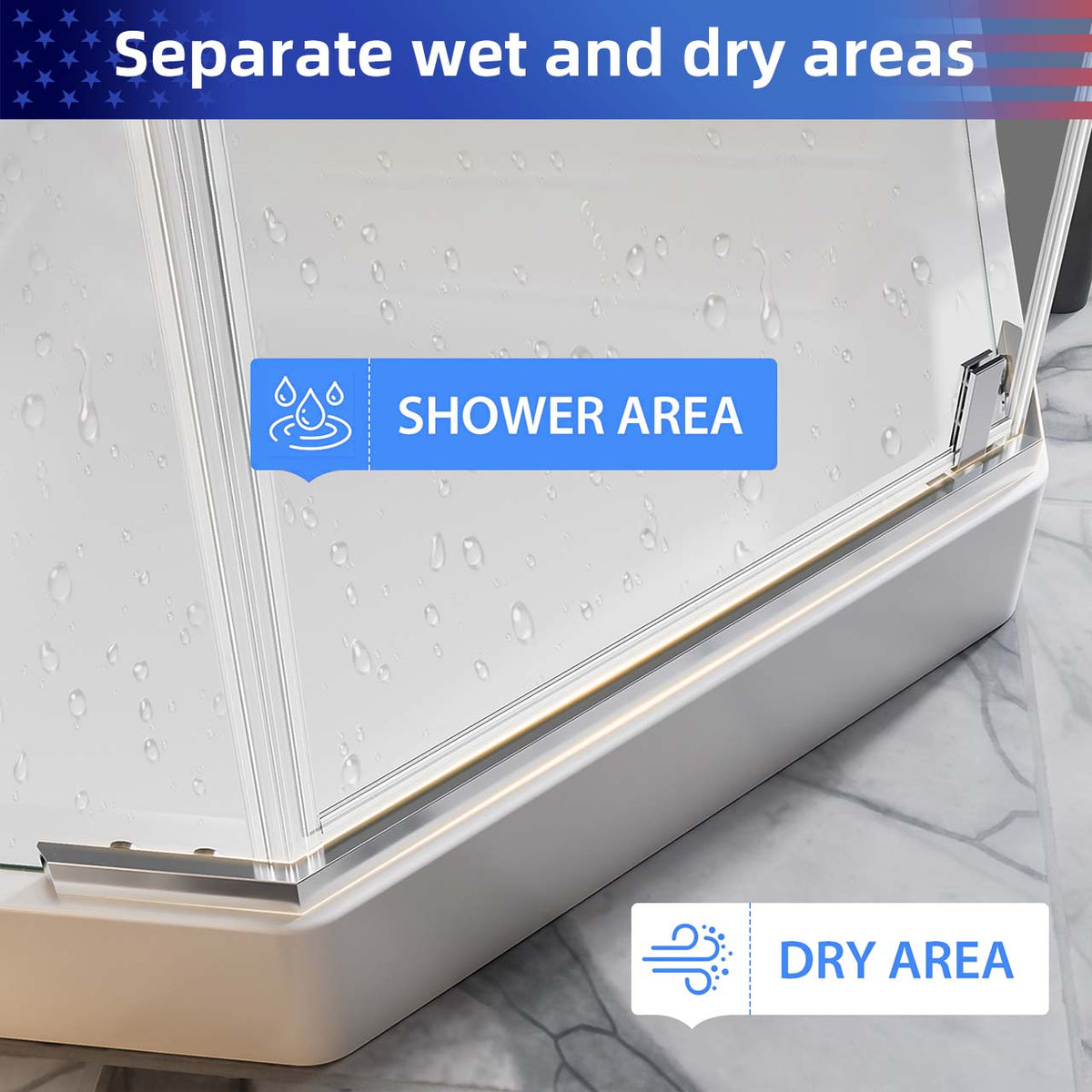 RAINLEX 36 in. x 72 in. Neo-Angle Frameless Shower Door, 1/4 in. Glass