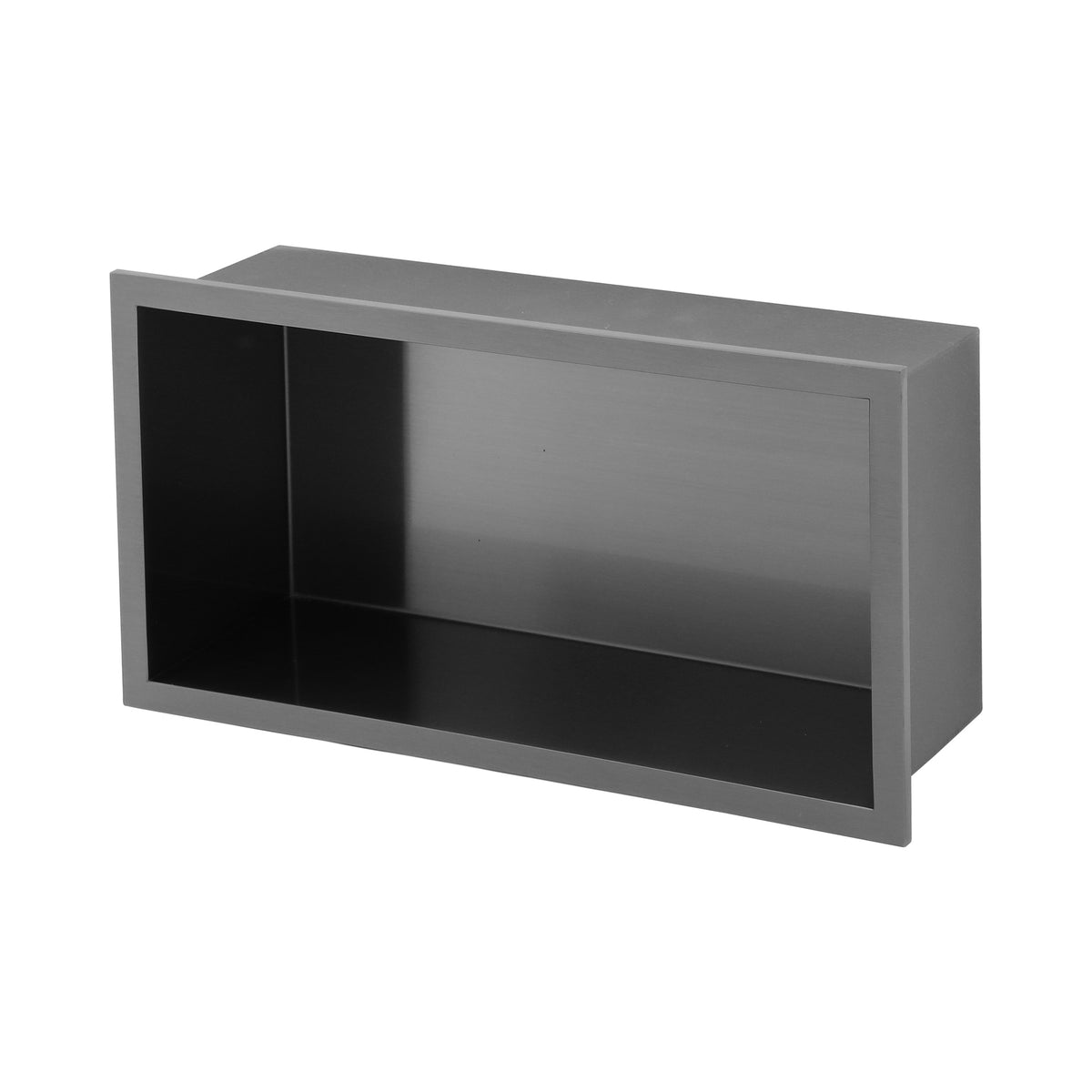 RAINLEX 7" x 13" Stainless Steel Recessed Shower Niche in Gunmetal
