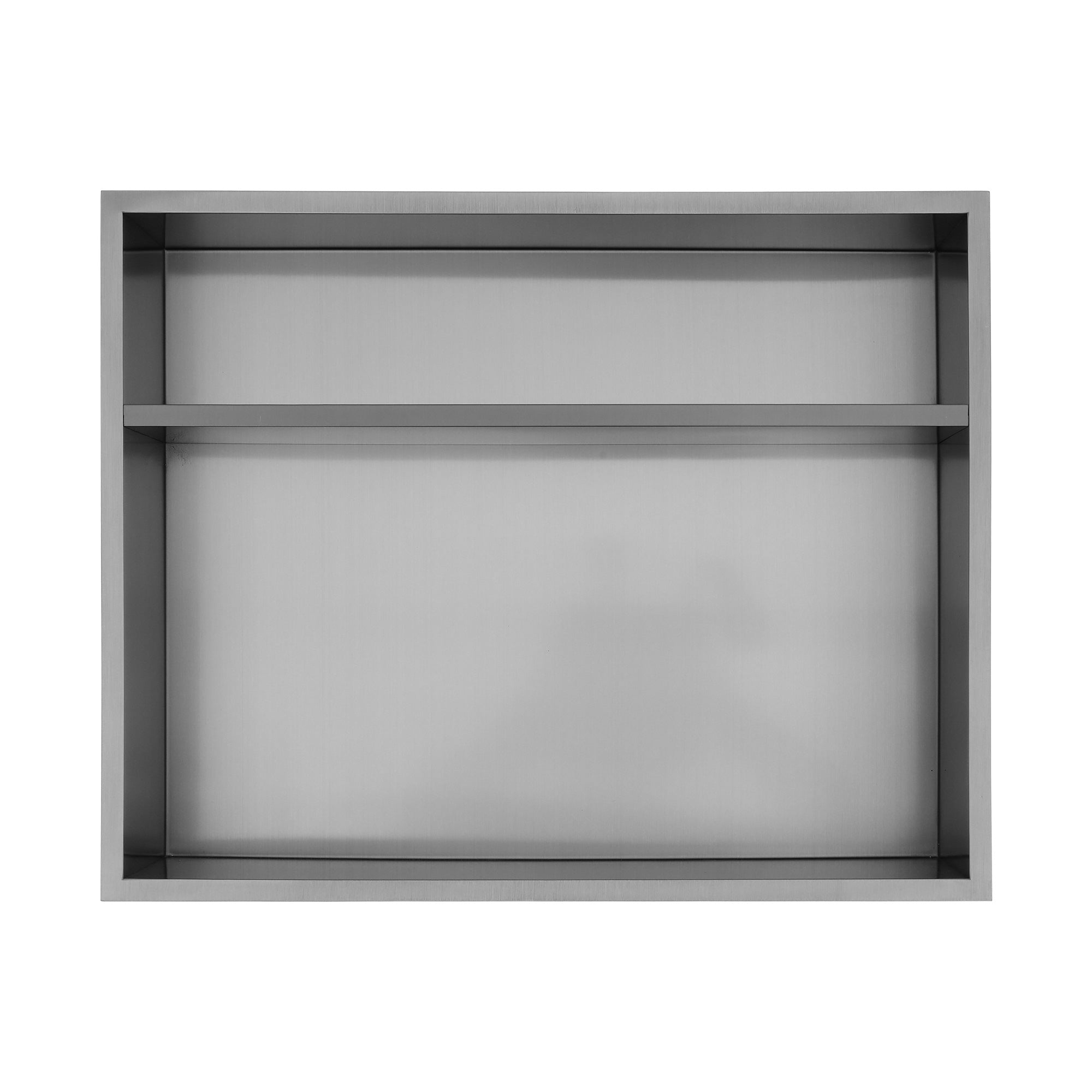 19" x 15" Stainless Steel Double Shelf Recessed Shower Niche, Gunmetal