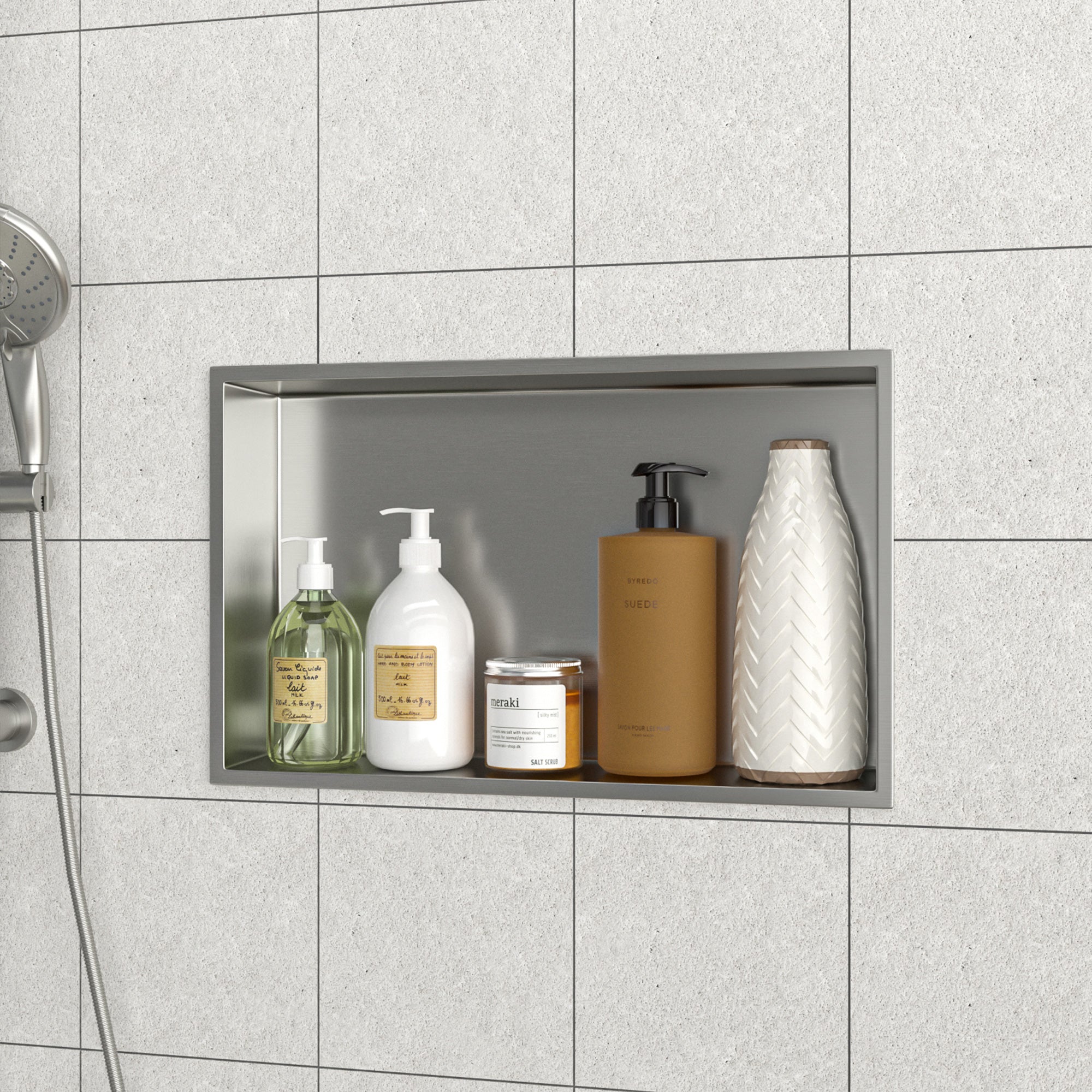 21" x 13" Stainless Steel Recessed Shower Niche