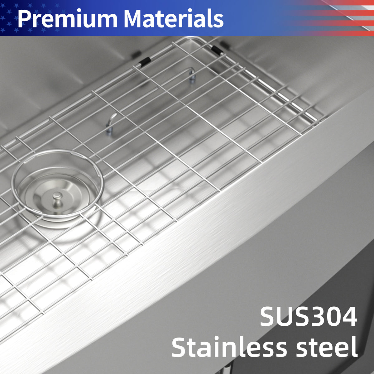 Farmhouse Apron-Front Single Bowl Kitchen Sink, Stainless Steel (SS03)