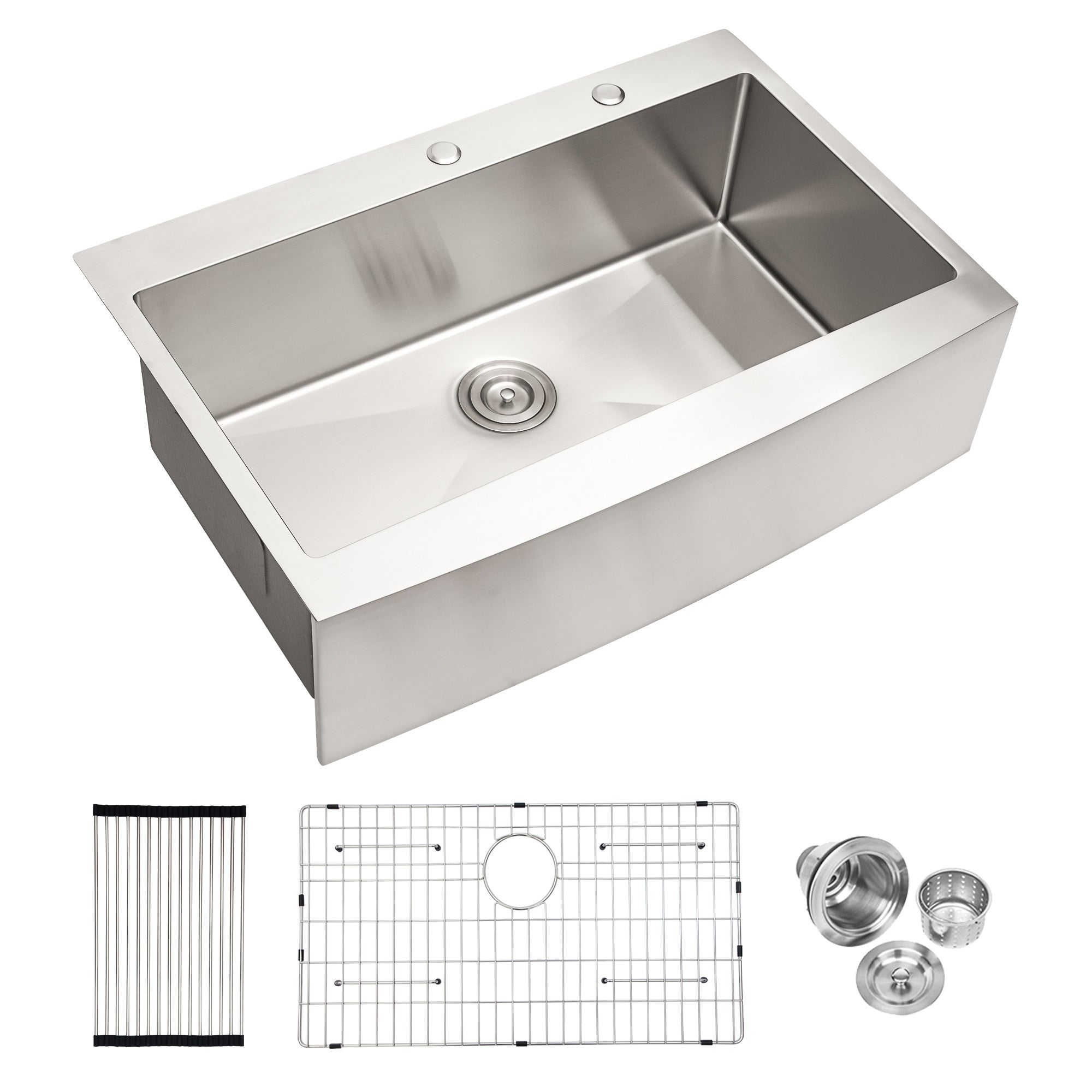Farmhouse Apron-Front Single Bowl Kitchen Sink, Stainless Steel RX-SS08-3322