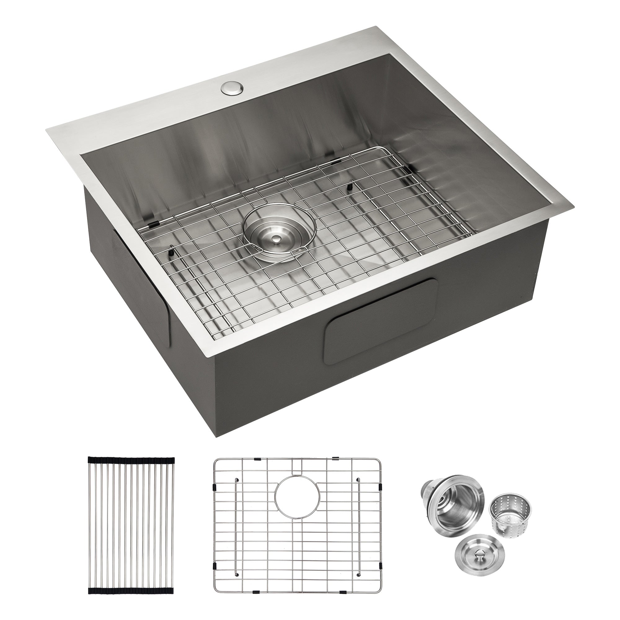 Drop-In Single Bowl Kitchen Sink, Stainless Steel (SS14)
