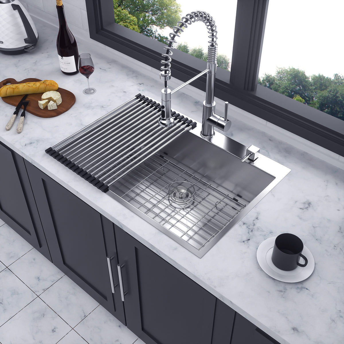 Drop-In Single Bowl Kitchen Sink, Stainless Steel (SS14)