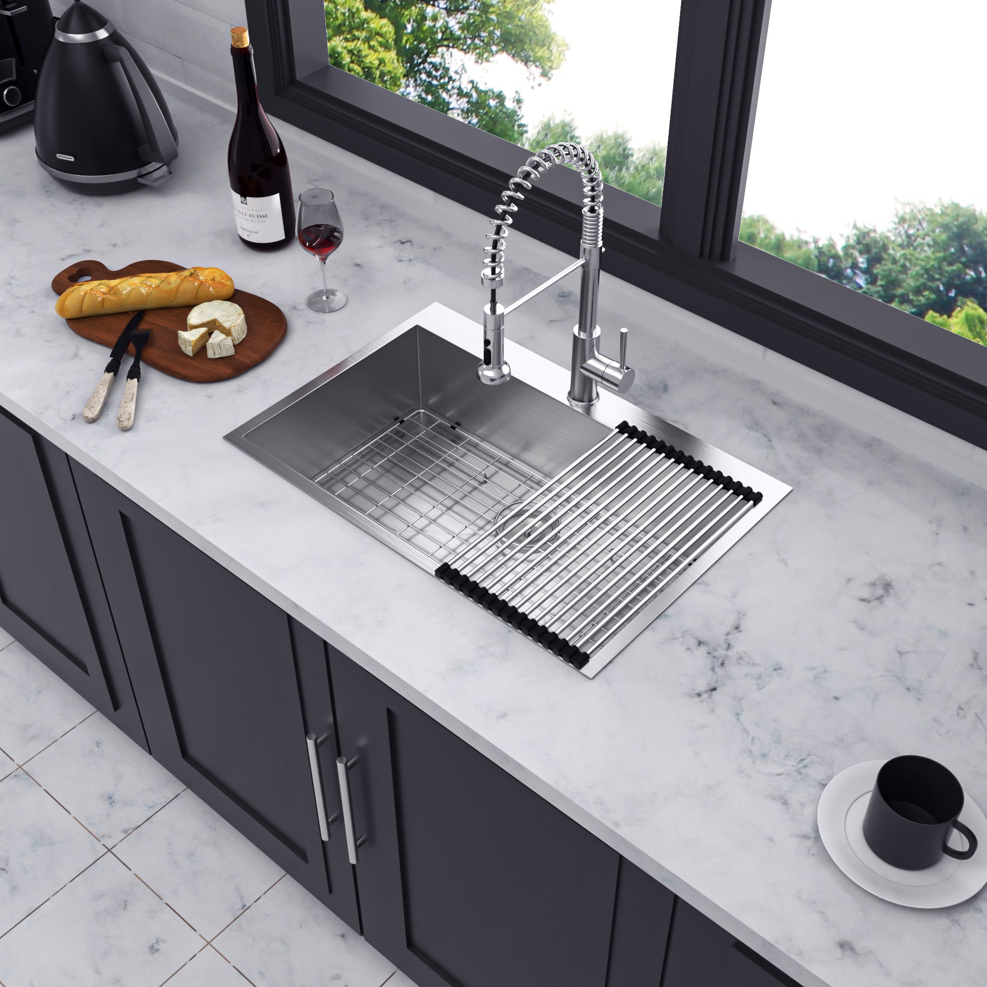 Drop-In Single Bowl Kitchen Sink, Stainless Steel (SS14)
