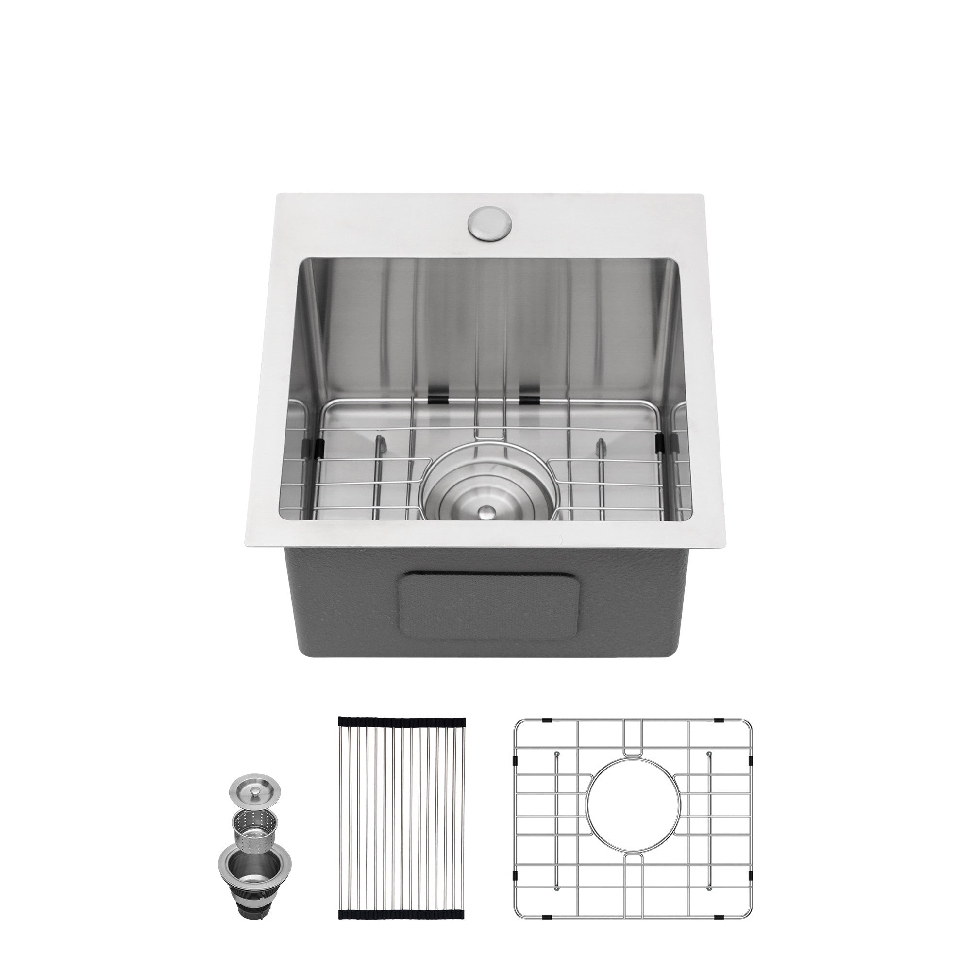 Drop-In Single Bowl Kitchen Sink, Stainless Steel (SS16)