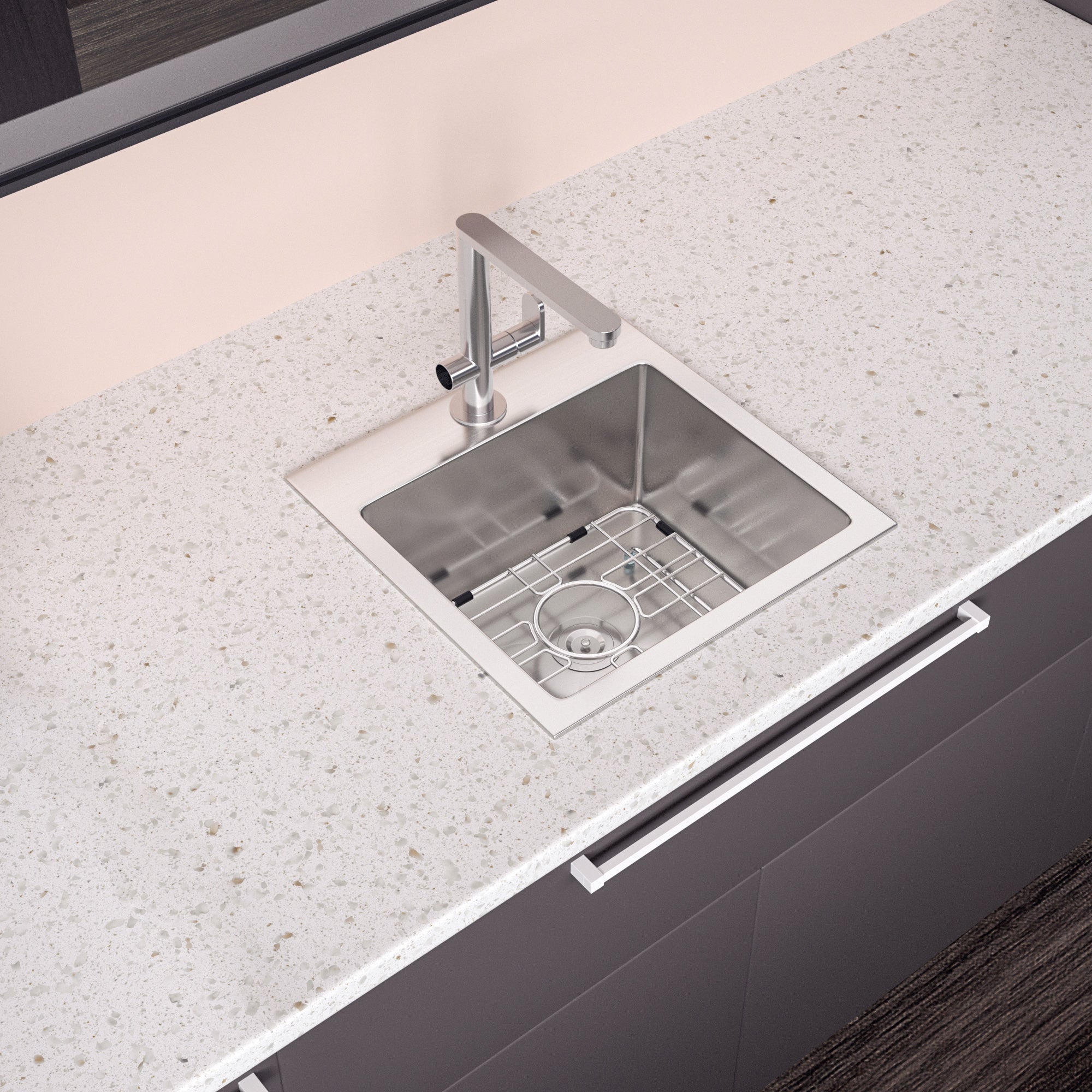 Drop-In Single Bowl Kitchen Sink, Stainless Steel (SS16)