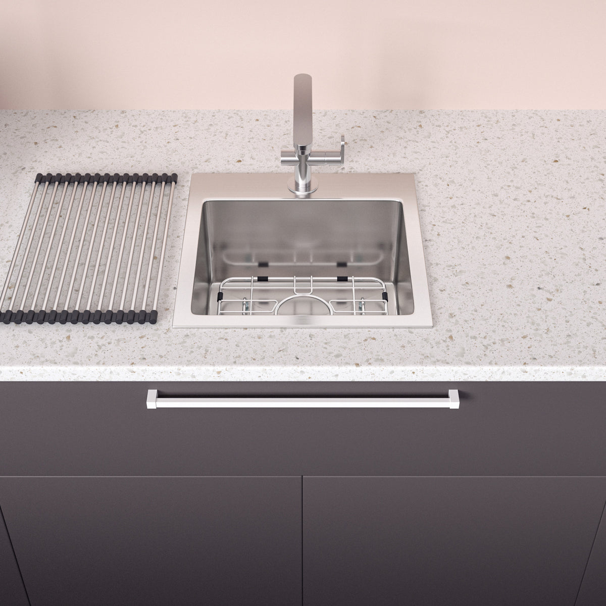 Drop-In Single Bowl Kitchen Sink, Stainless Steel (SS16)