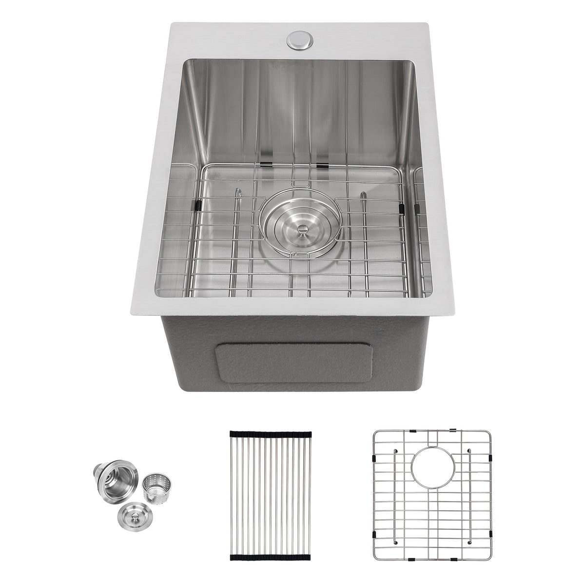 Drop-In Single Bowl Kitchen Sink, Stainless Steel (SS16)