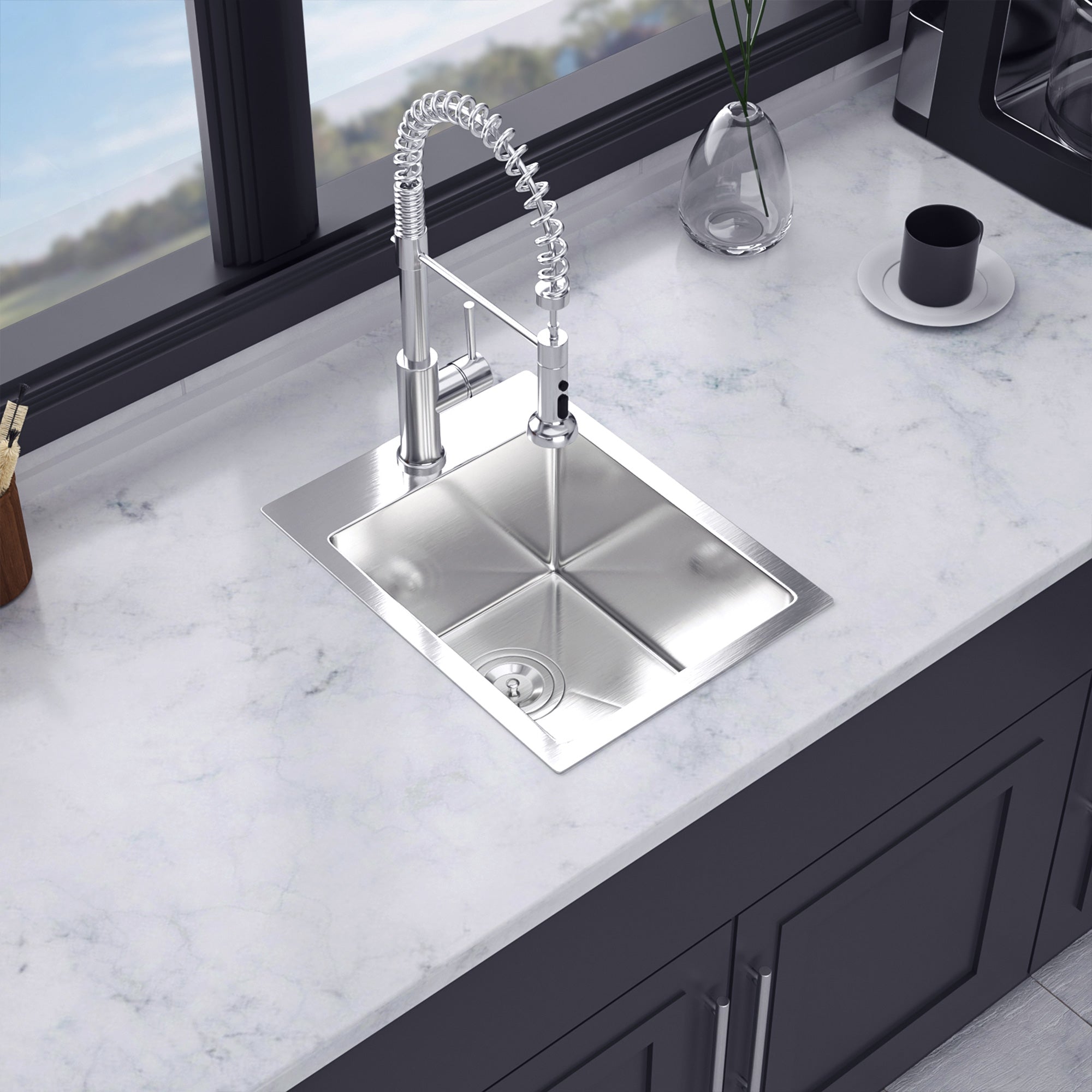 Drop-In Single Bowl Kitchen Sink, Stainless Steel (SS16)