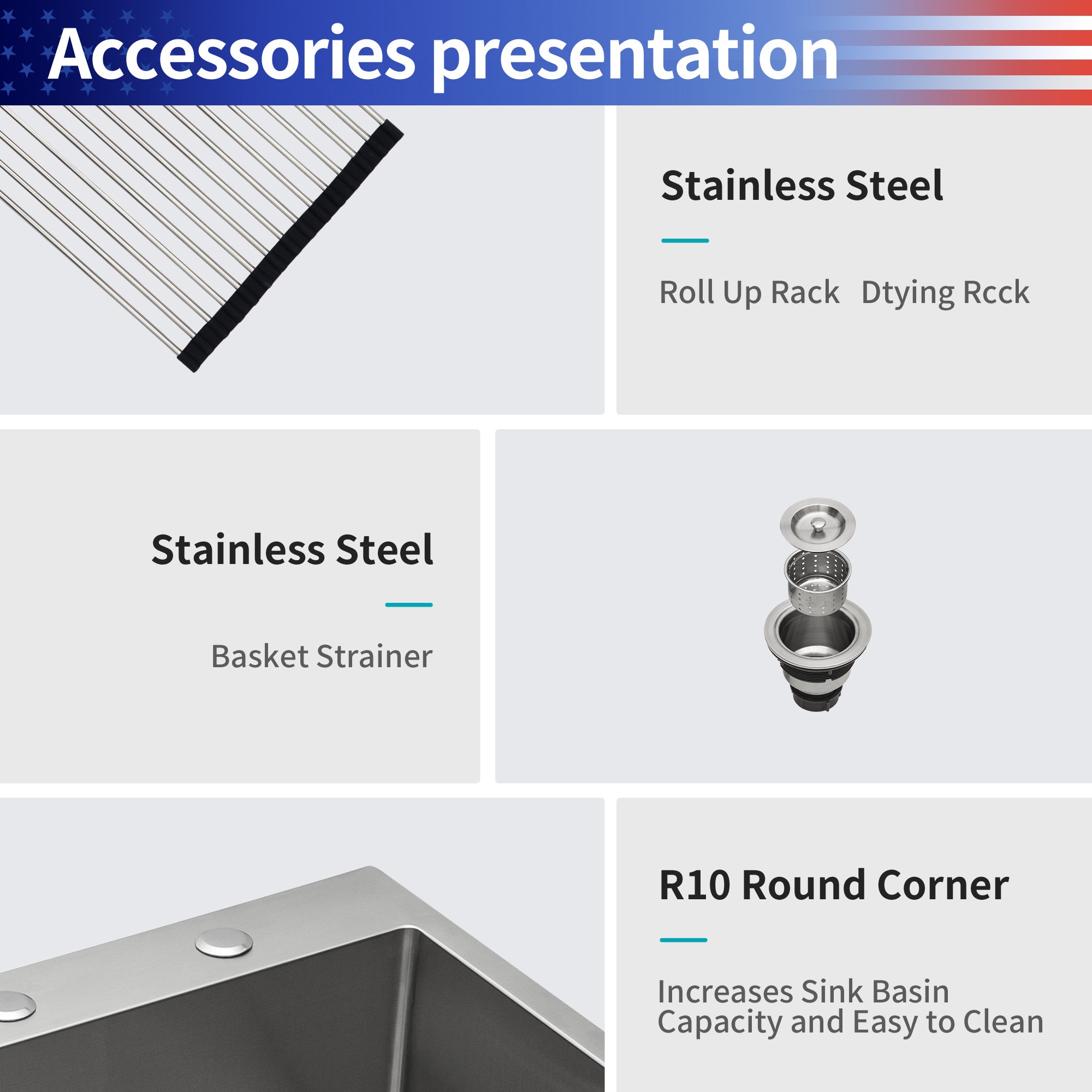 Drop-In Single Bowl Kitchen Sink, Stainless Steel (SS16)