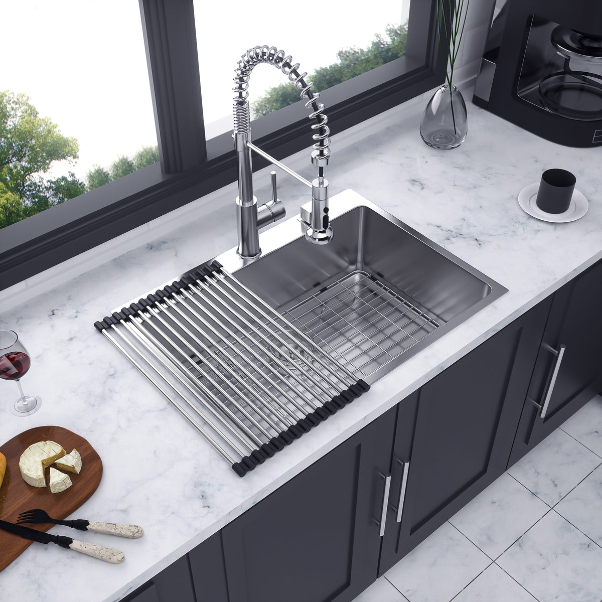 Drop-In Single Bowl Kitchen Sink, Stainless Steel (SS16)