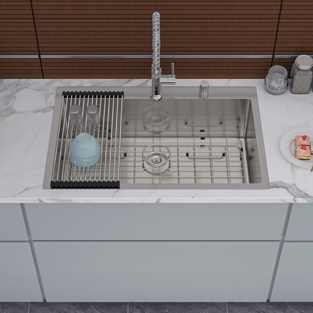 Drop-In Single Bowl Kitchen Sink, Stainless Steel (SS16)