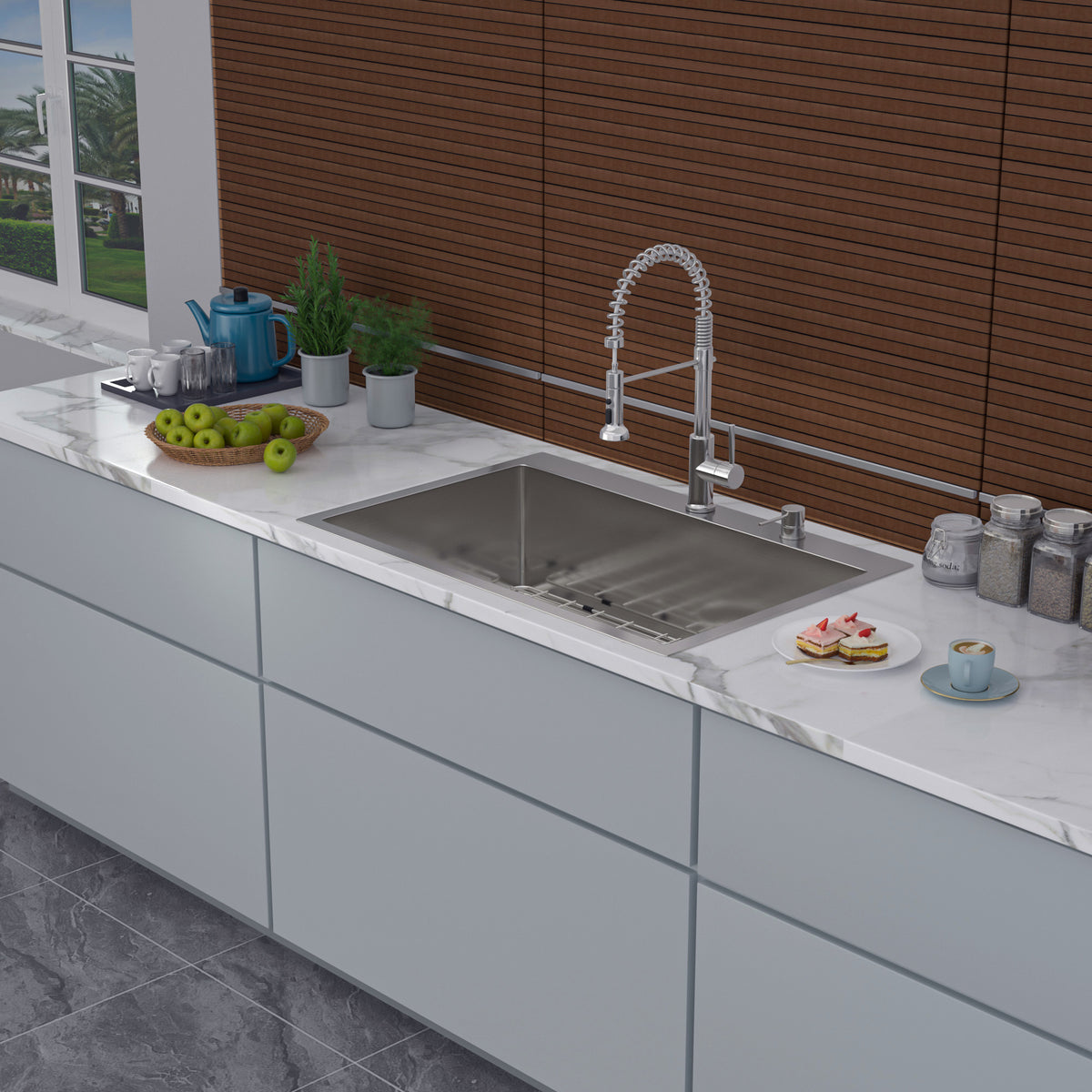 Drop-In Single Bowl Kitchen Sink, Stainless Steel (SS16)