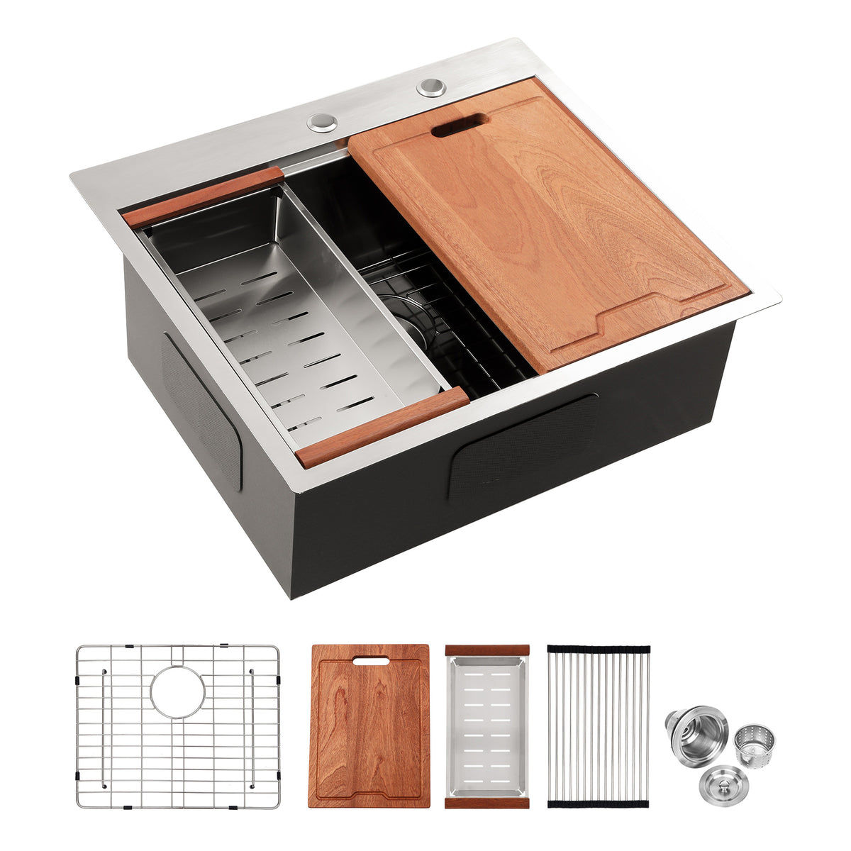 Drop-In Single Bowl Workstation Sink, Stainless Steel (SS19)