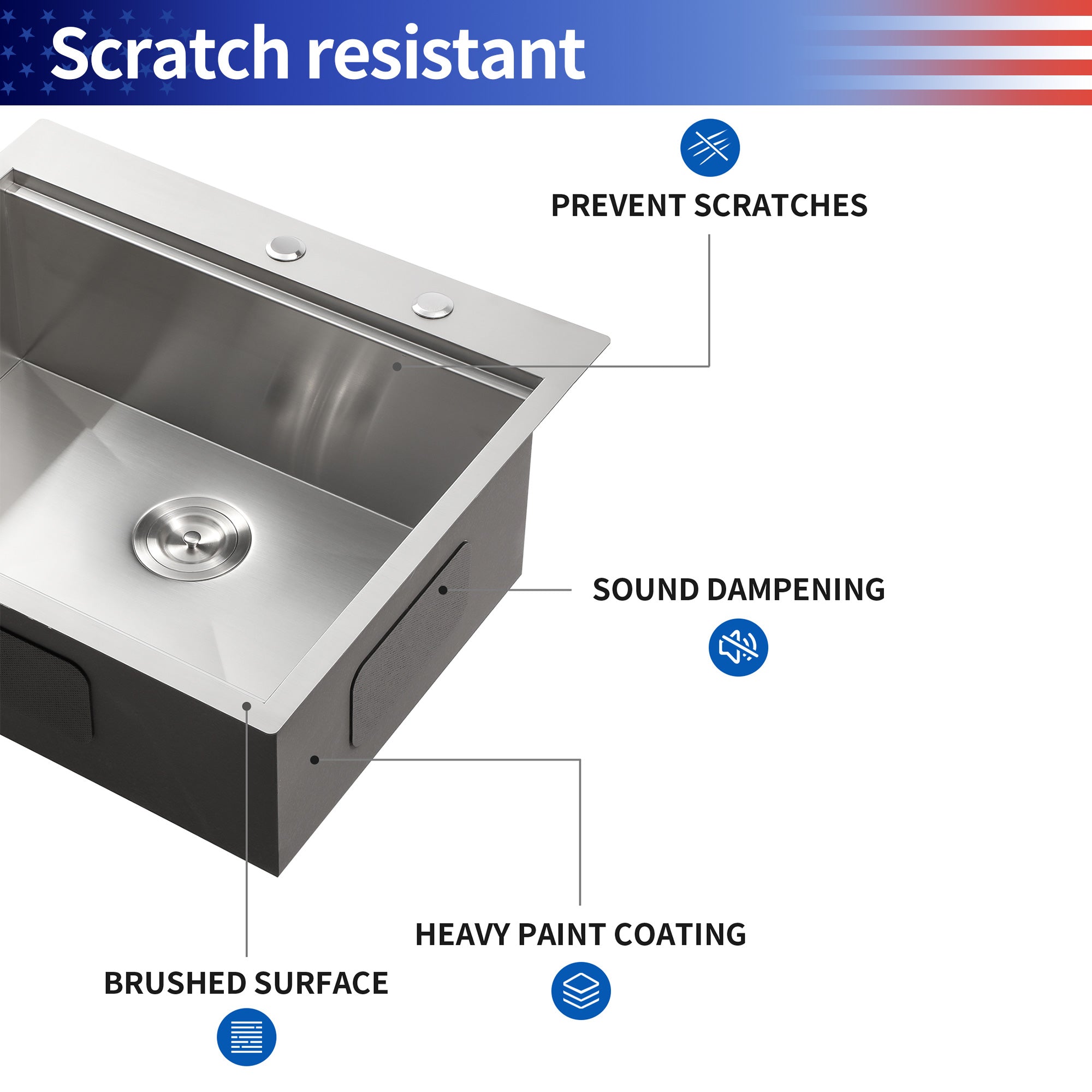 Drop-In Single Bowl Workstation Sink, Stainless Steel (SS19)