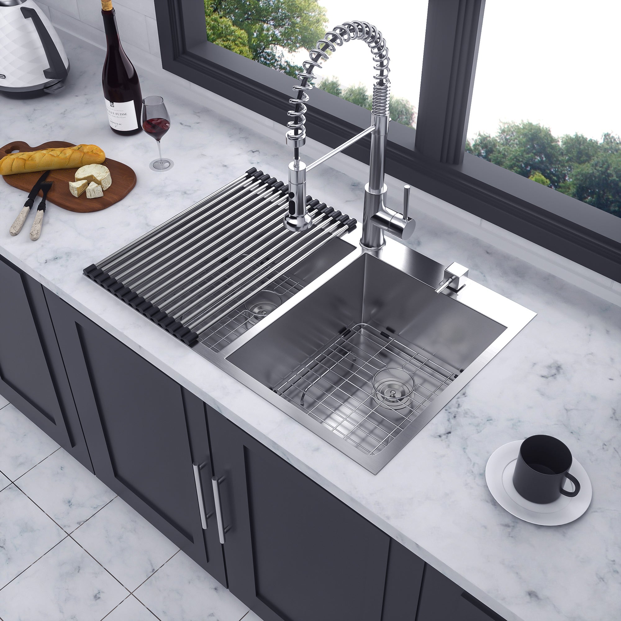 Drop-In Double Bowl Kitchen Sink, Stainless Steel (SS20)