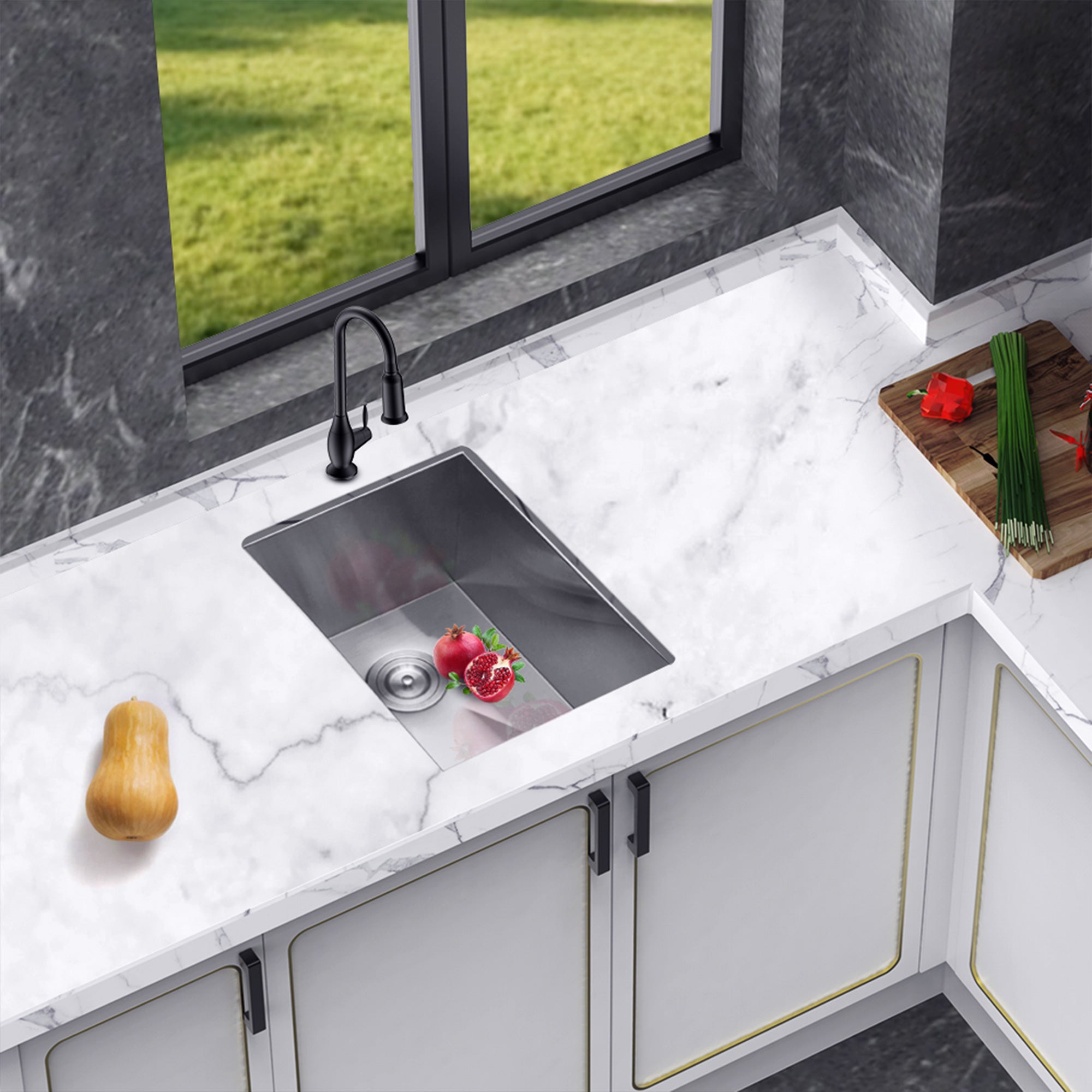 Undermount Single Bowl Kitchen Sink, Stainless Steel (SS23)