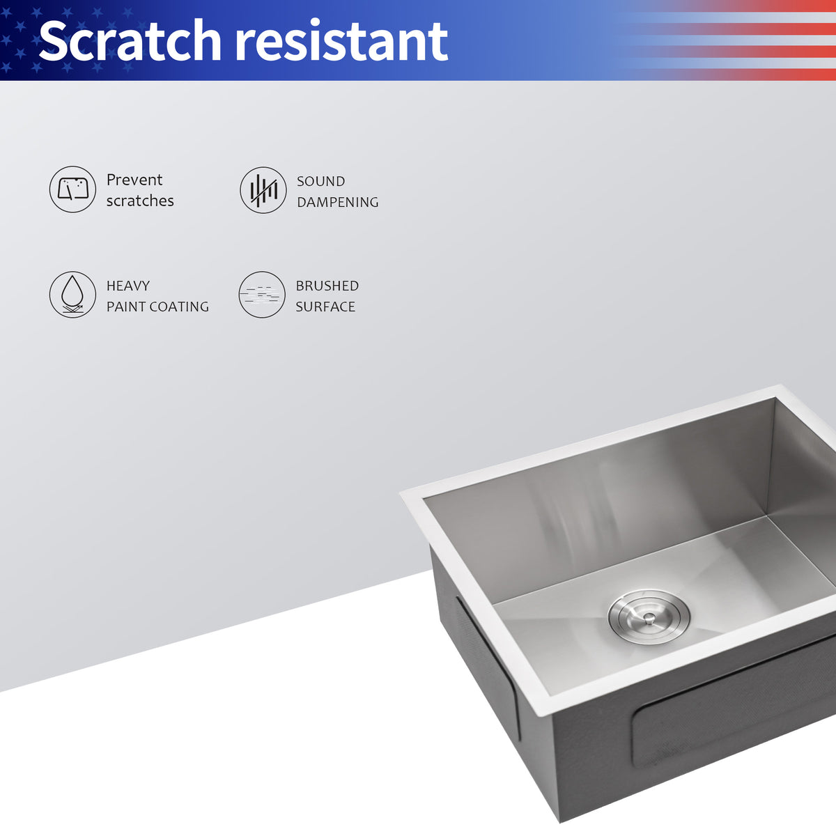 Undermount Single Bowl Kitchen Sink, Stainless Steel (SS23)