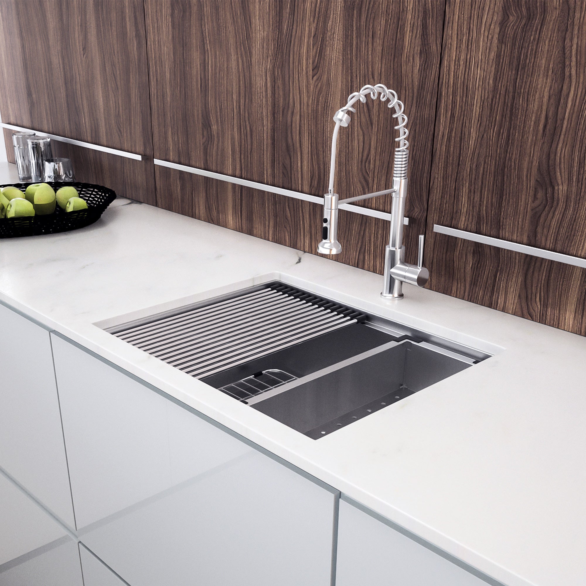 Undermount Single Bowl Workstation Sink, Stainless Steel (SS27)