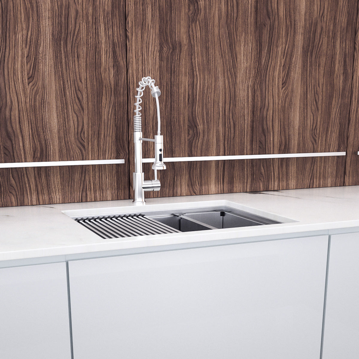Undermount Single Bowl Workstation Sink, Stainless Steel (SS27)