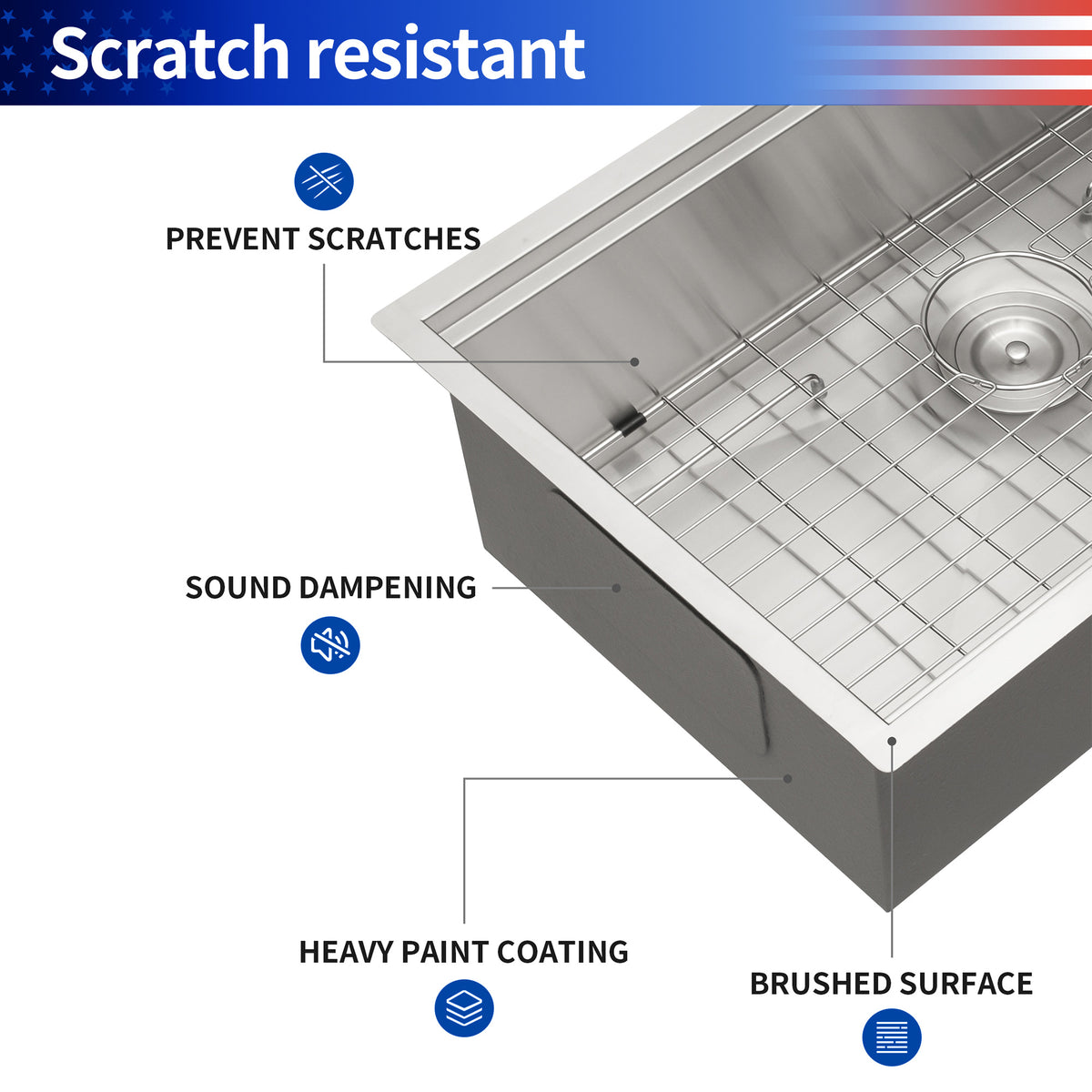 Undermount Single Bowl Workstation Sink, Stainless Steel (SS27)