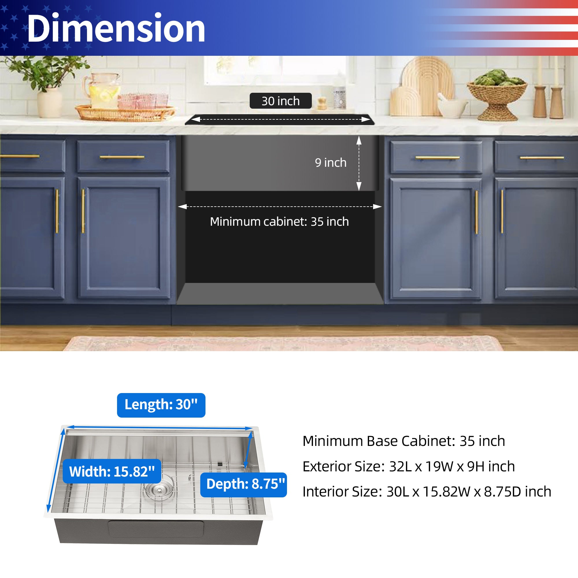 Undermount Single Bowl Workstation Sink, Stainless Steel (SS27)